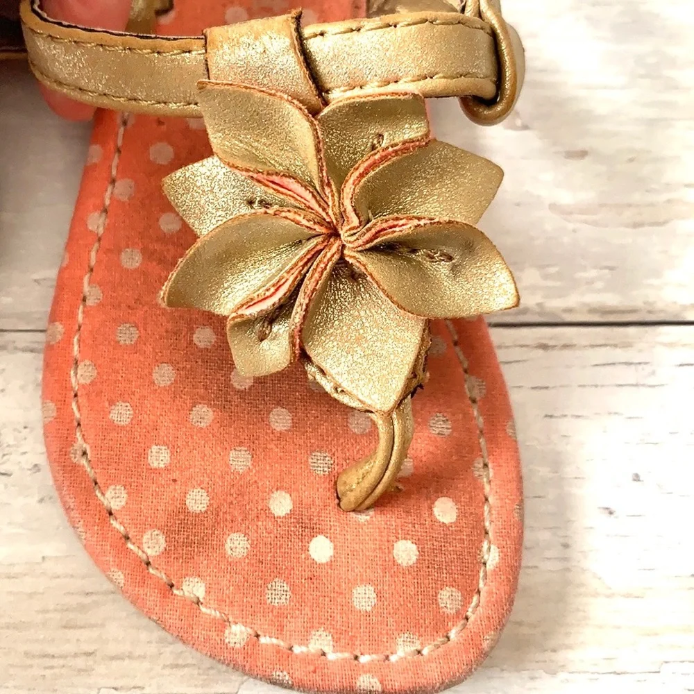 Girls Size 6 Gold Pink Sandals Carters Flower Shoes Toddler Kids